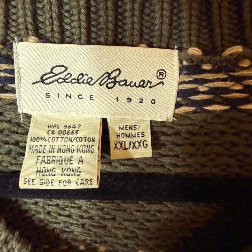 Eddie-bauer Men's Green and Khaki Jumper - Picture 3 of 4
